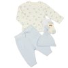 M15985: Baby Boys Waffle Fabric Top, Pant, Hat & Socks Outfit (0-9 Months)
